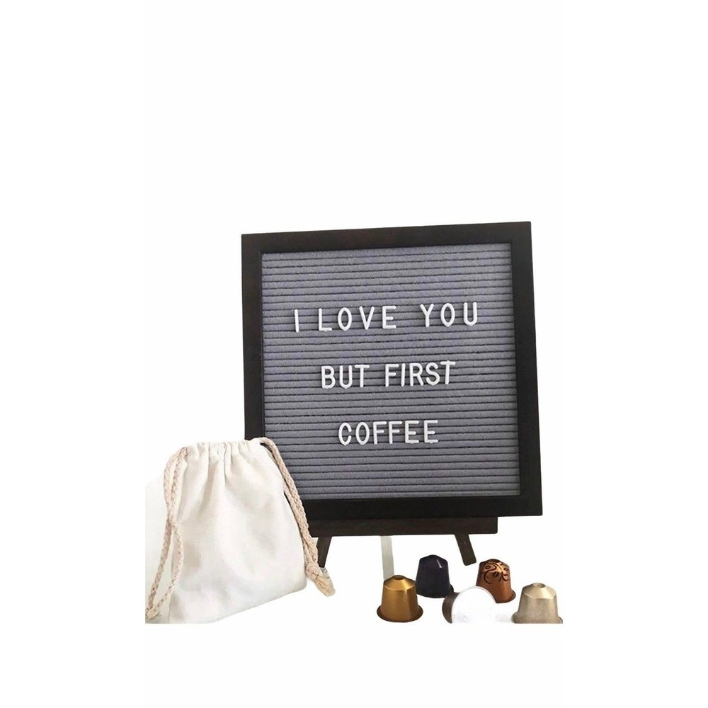 MultiTed Gray Felt Letter Board W/ Espresso Wooden Frame‎ Stand & 362 Characters